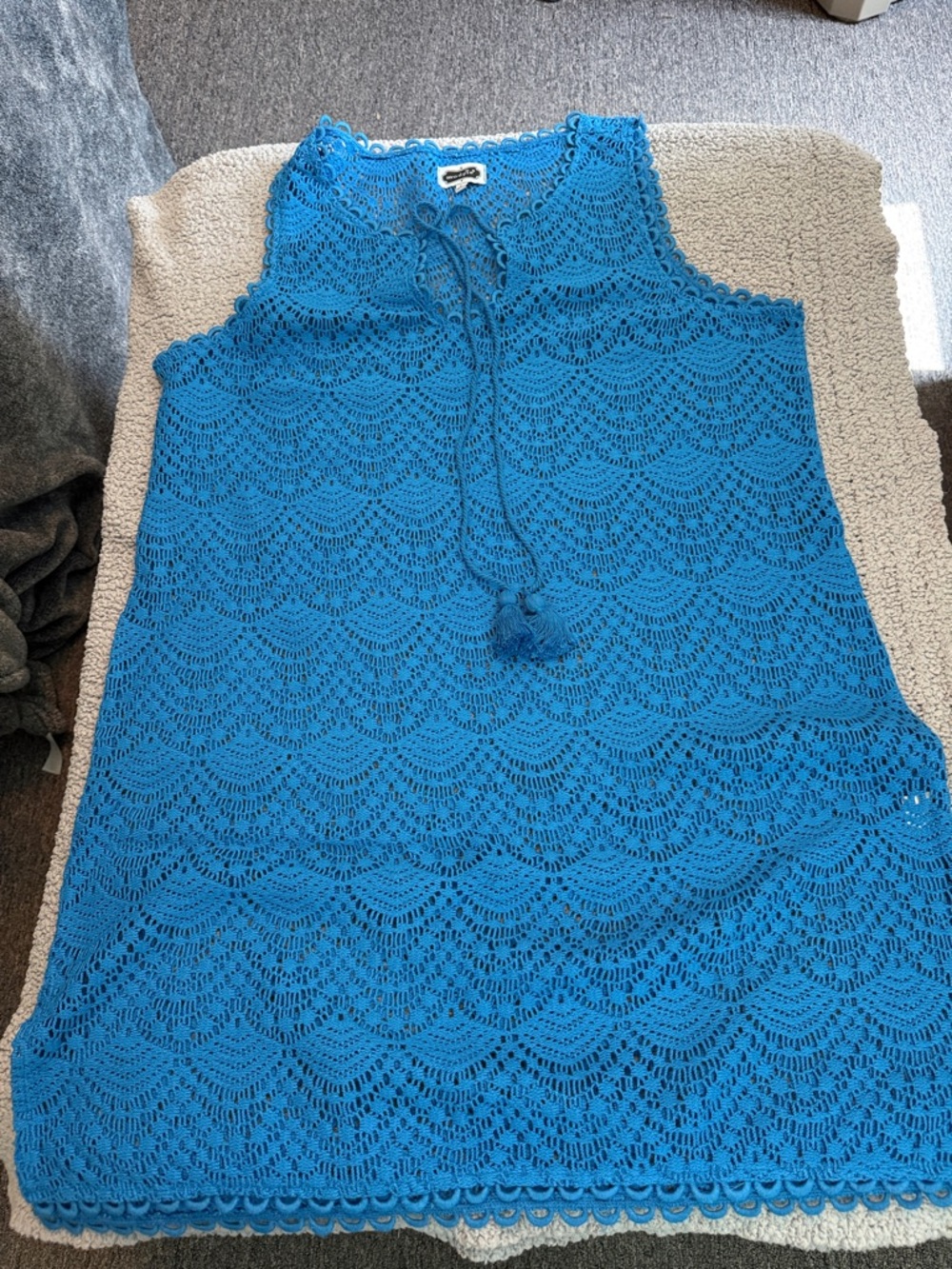 Mud Pie Blue Crochet Swim Coverup